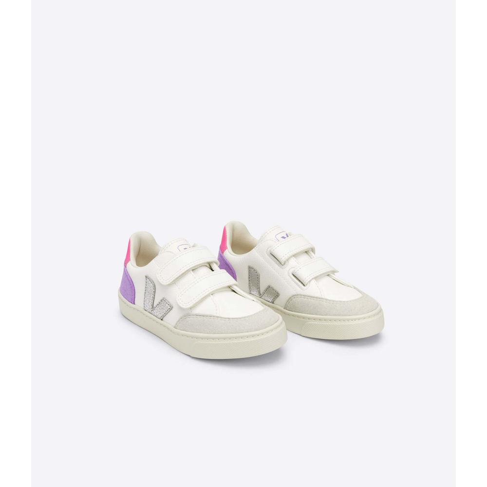 Veja V-12 CHROMEFREE Joggesko Barn White/Purple | NO 880JPQ